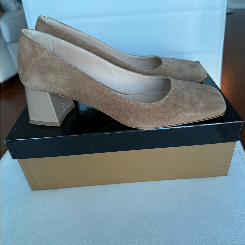 Michele Lopriore Elegant Brown Suede Block Heel Pumps